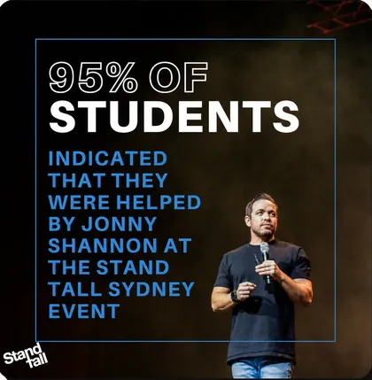 95% of students indicated that they were helped by Jonny Shannon at the Stand Tall Sydney event